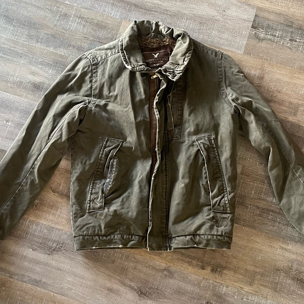 American Eagle fur lined olive green jacket